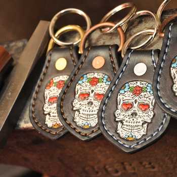 Skull keychains, using Delrin Stamp