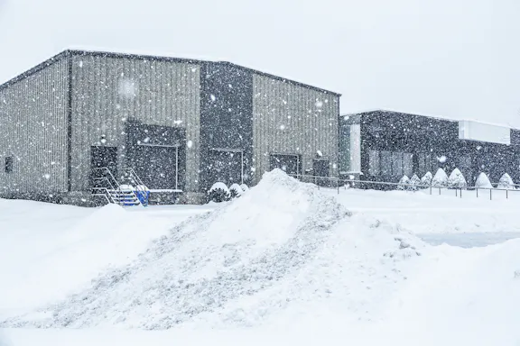 A snow filled parking lot